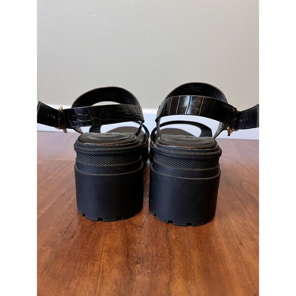 ASOS Chunky Platform Heel Sandals Truffle Collection Black Buckle 6 Faux Leather - Picture 8 of 12